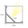 CANALINA 16x16 IN ALLUMINIO 45° LUCE CON COPERTURA QUADRATA POLICARBONATO - 3 MT.