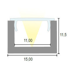 CANALINA ALLUMINIO ANODIZZATO h 10 CON OPALE NERO Mt 3