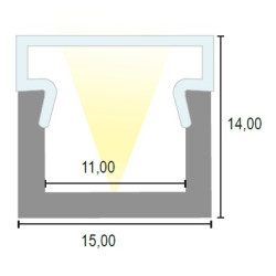CANALINA ALLUMINIO h 10 CON OPALE RIALZATO - 3 MT.