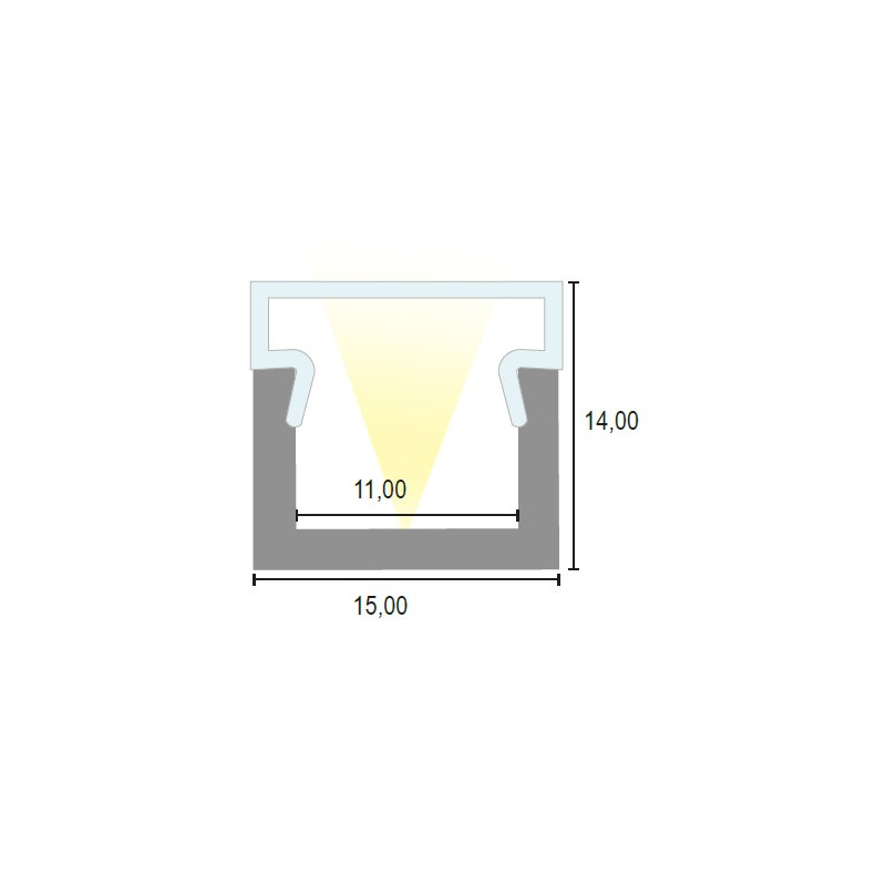 CANALINA ALLUMINIO h 10 CON OPALE RIALZATO - 3 MT.