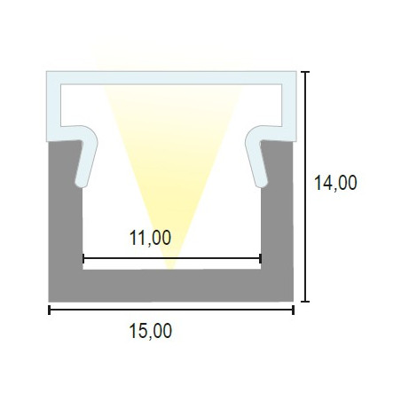 CANALINA ALLUMINIO h 10 CON OPALE RIALZATO - 3 MT.