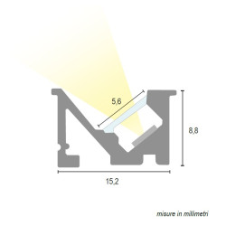 CANALINA ALLUMINIO RIFLESSA MINI INCASSO SOLDER 5 CON OPALE  4 MT.